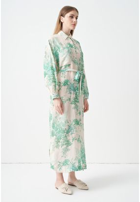 Printed Floral Maxi Shirt Dress 