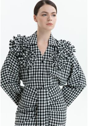 Black And White Checkered Print Shirt -Sale