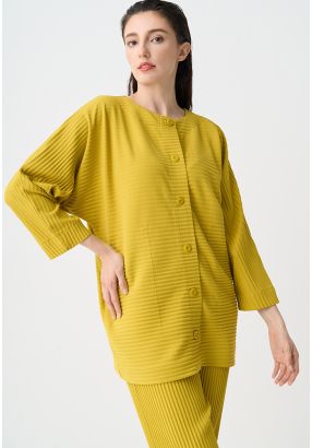 Long Dolman Sleeves Pleated Jacket