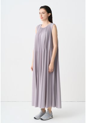 Solid Maxi Pleated Sleeveless Dress