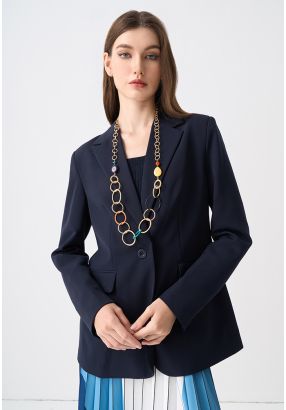 Solid Notched Collar Blazer