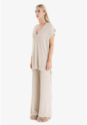 Knitted Wide Leg Solid Pants -Sale