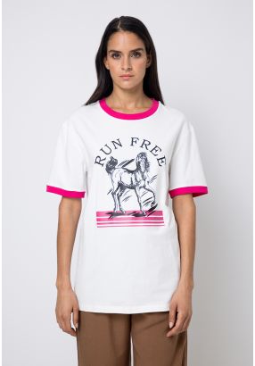 Horse Print Motif T-Shirt