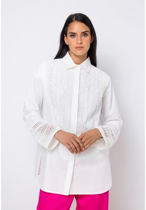 Lace Embellished Solid Shirt