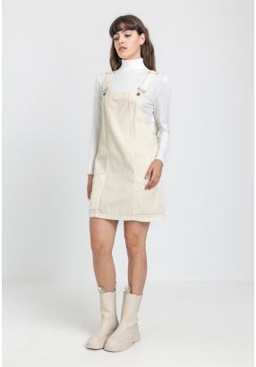 Solid Corduroy Dungaree Dress