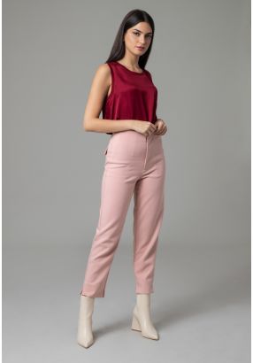 Side Slits Solid High Rise Formal Trousers