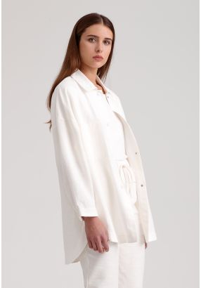 Patch Pockets Linen Solid Shirt -Sale