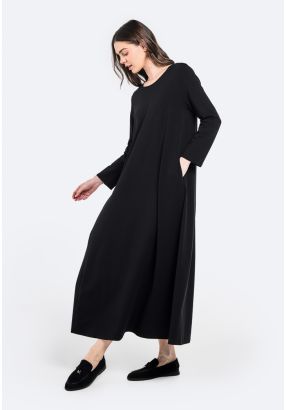 Solid A-Line Maxi Basic Dress