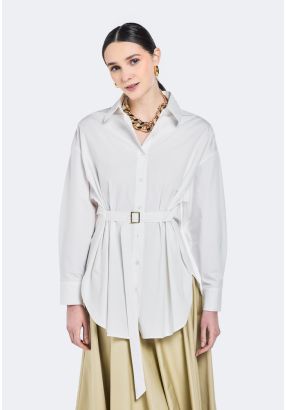 Solid Shirt With Attached Belt