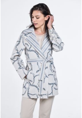 Chain Print Notched Collar Jacket