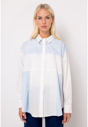 Drop Shoulder Oversized Striped Shirt