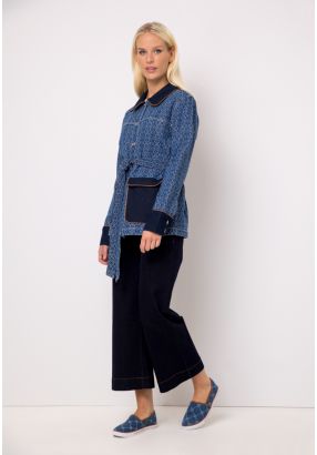 Mid Waist Wide Leg Denim Trouser