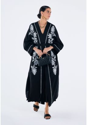 Blanket Stitch Embroidered Abaya