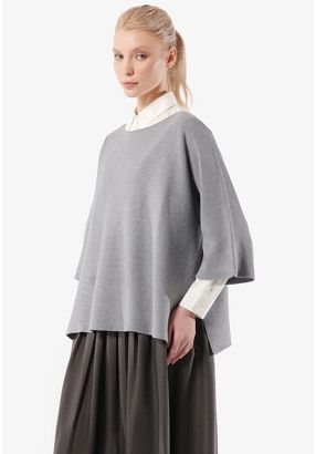 Side Slit Textured Knitted Blouse -Sale