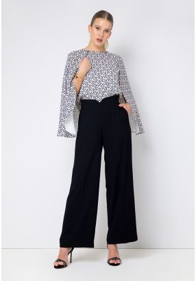 Wide Leg High Waist Solid Trouser