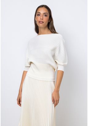 Knitted Solid Batwing Sleeves Blouse