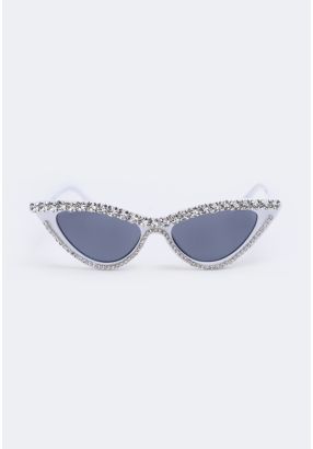 Cat Eye Crystal Embellished Sunglasses