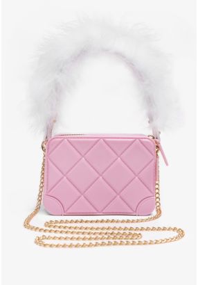 Faux Feather Handle Crossbody Bag