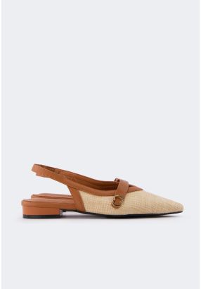 Faux Straw Flat Mules