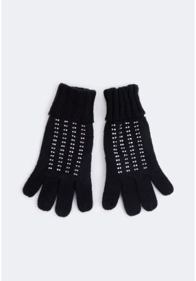 Crystal Embellished Woven Gloves