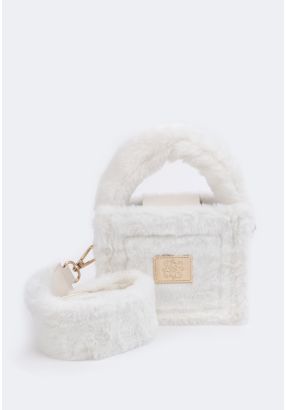 Faux Fur Embellished Handbag