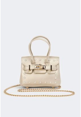 Mini Faux Pearl Embellished Handbag 