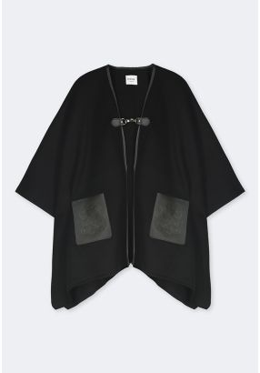 Solid Monogram Details Poncho