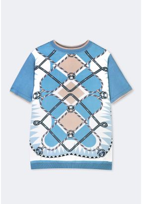 Rope Print Knitted T-Shirt