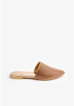 Pointed Toe Flat Sparkling Mules