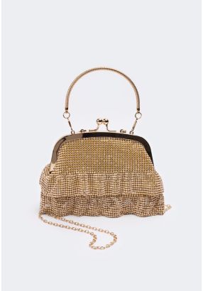 Crystal Mesh Top Handle Clutch