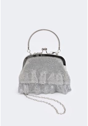 Crystal Mesh Top Handle Clutch