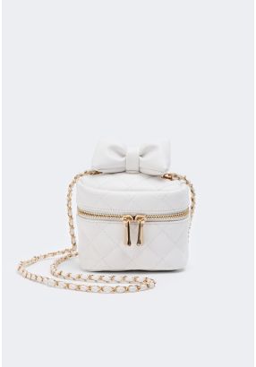 Bow Embellished Quilted Crossbody Bag