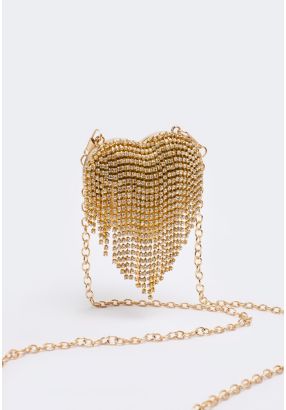 Rhinestones Fringe Heart Crossbody Bag