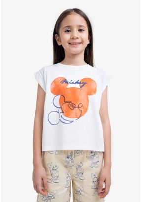 Mickey Textured Printed T Shirt