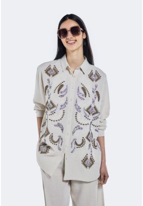 Embroidered Sequin Embellished Shirt