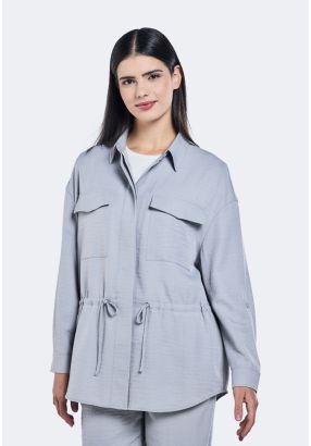 Drawstring Button Up Jacket