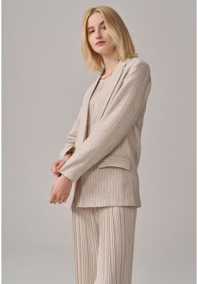 Striped Long Sleeve Linen Blazer