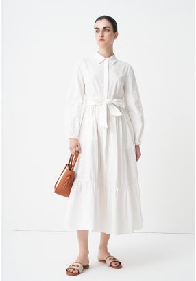 Solid Monogram Belted Shirt Dress