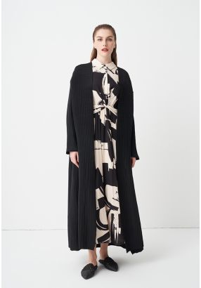 Solid Long Sleeves Belted Abaya