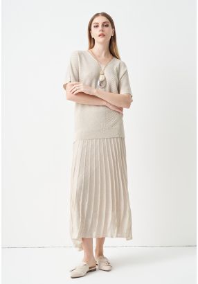 Pleated Lurex Maxi Skirt