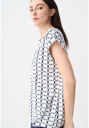 Monogram Pattern Cap Sleeves T-shirt