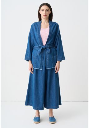 Solid Wide Legs Denim Culottes