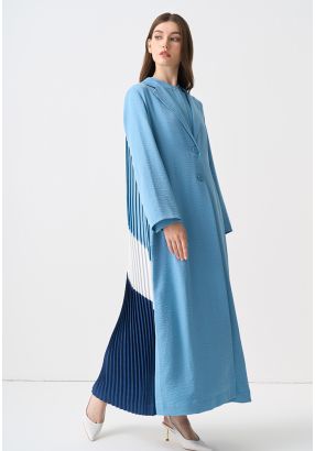 Back Color Block Pleated Maxi Jacket