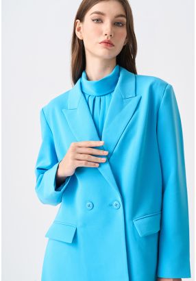 Notched Collar Double Breasted Blazer