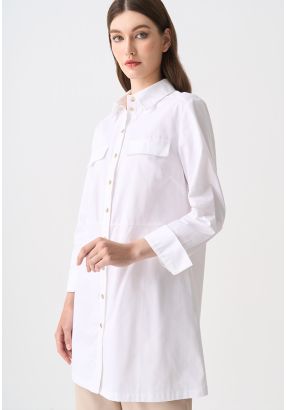 Single Tone Faux Pockets Shirt