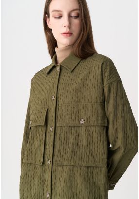 Textured Drop Shoulder Oversized Shirt