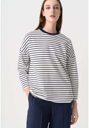 Contrast Striped Drop Shoulder Top