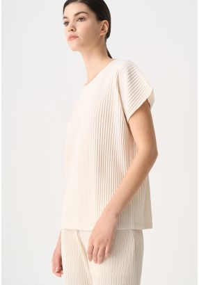 Solid Pleated Cap Sleeves T-Shirt