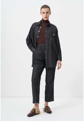 Solid Straight Fit Pin Tuck At Front Trouser
