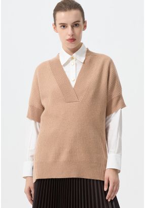 Knitted Oversized V-Neck Vest